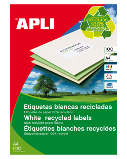 Etiquetas recicladas Apli blanco 37mm x 70mm
