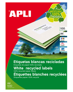 Etiquetas recicladas Apli blanco 105mm x 35mm.