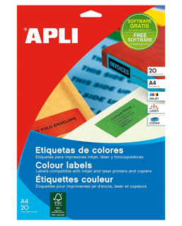 Etiquetas colores Apli verde 297 (mm) x 210 (mm)