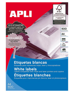 Etiquetas permanentes Apli blanco 42,4 mm x 70 mm