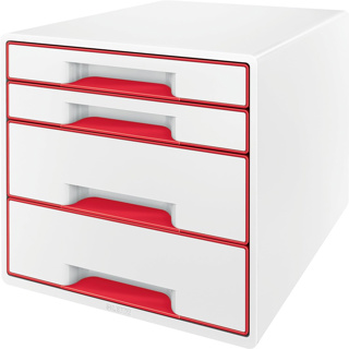 Buc de cajones Leitz Wow Desk Cube blanco / rojo