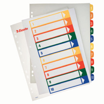Índice numérico Esselte imprimible A4+ multicolor 1-10