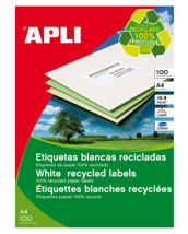 Etiquetas recicladas Apli blanco 37mm x 105mm