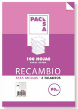 Recambio Pacsa A4 100 hojas cuadricula 4 x 4 