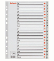 Separador alfabético Esselte folio cartulina índice blanco / negro, gris