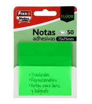 Notas adhesivas translúcidas FixoNotes verde neón