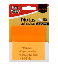 Notas adhesivas translúcidas FixoNotes naranja neón